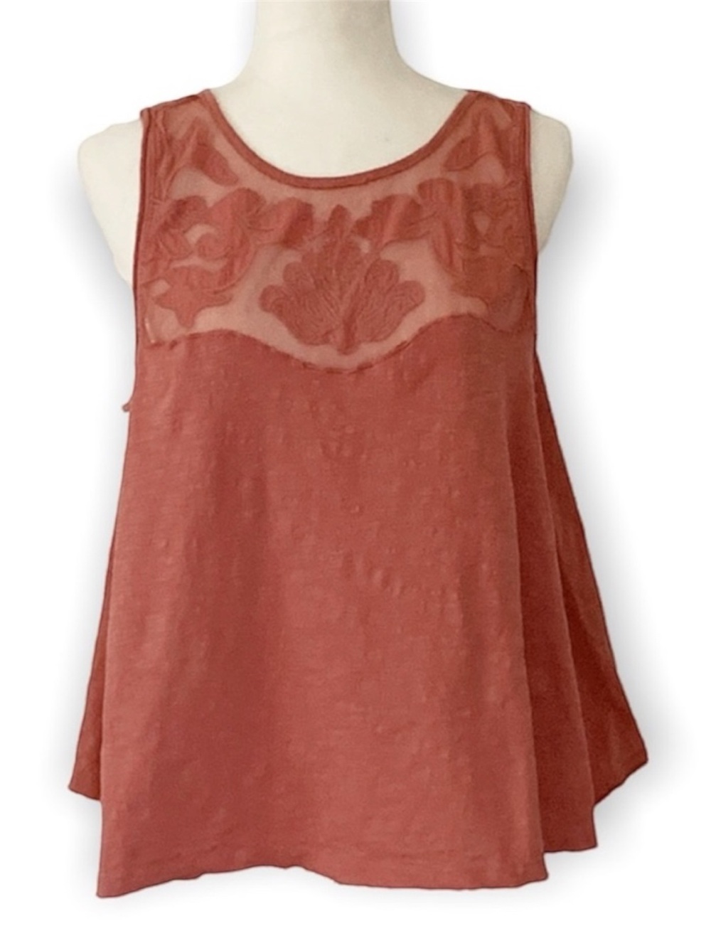 Shyanne Lace Appliqué Western Style Rusty Pink Tank Top